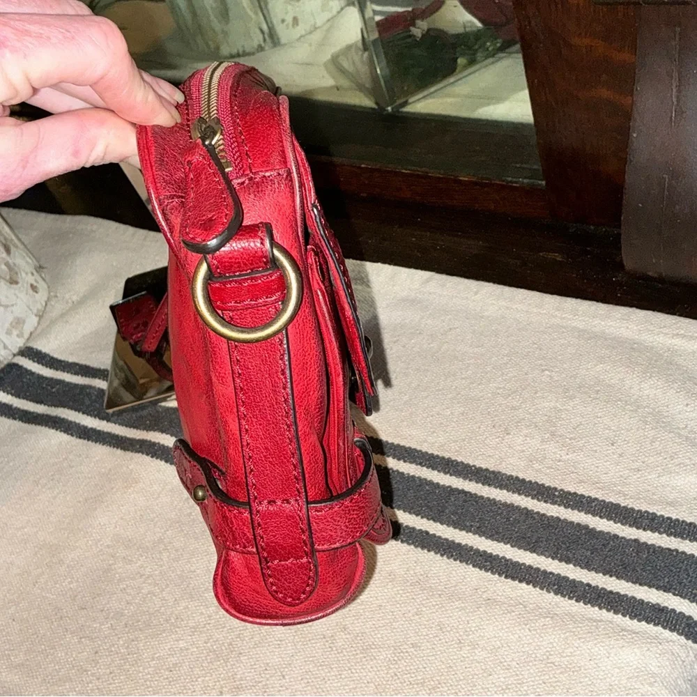 NWOT Frye Leather Cameron Crossbody Clutch Bag Burnt Red Hangtag MSRP $398 - Picture 9 of 16